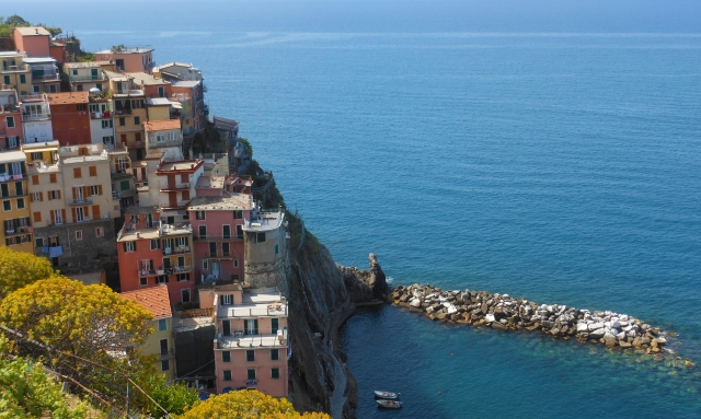 I traveled to all five towns along the Italian Riviera -- by trains, foot and boat. We started here at Manarola.